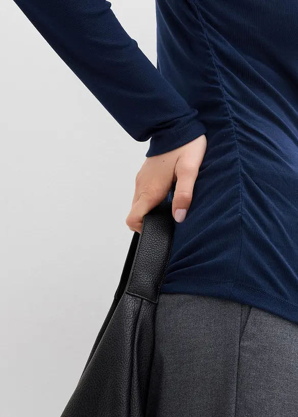 Geribd shirt met plooitjes, bonprix