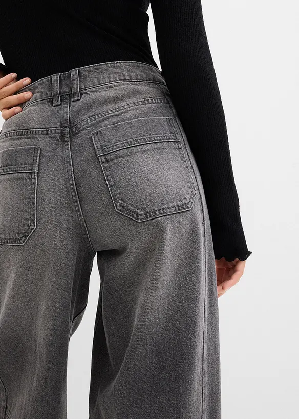 Barrel jeans mid waist, bonprix