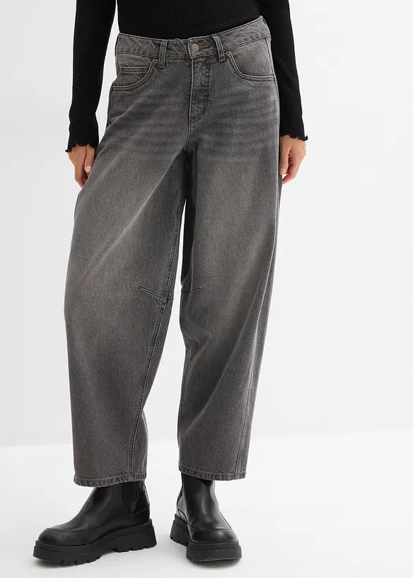 Barrel jeans mid waist, bonprix