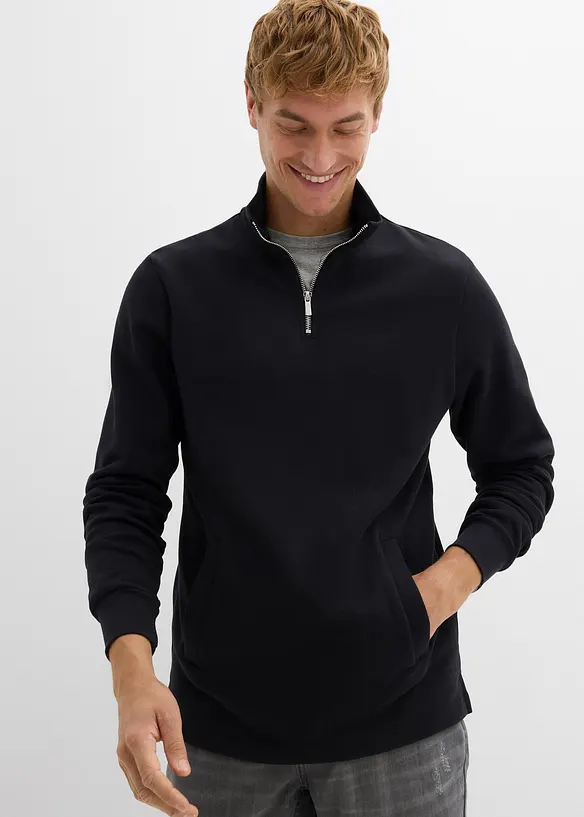 Sweater van biologisch katoen met rechte onderrand en praktische zakken, bonprix