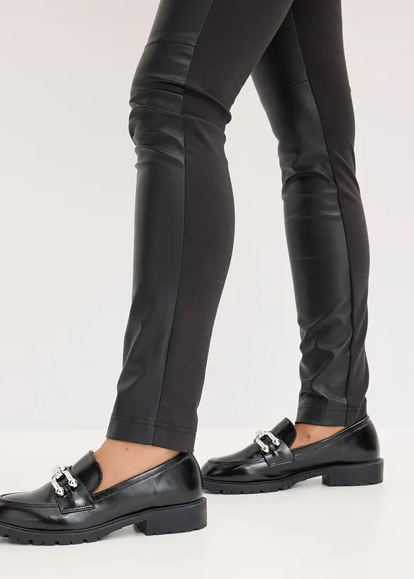 Imitatieleren broek in Punto di Roma mix, bonprix