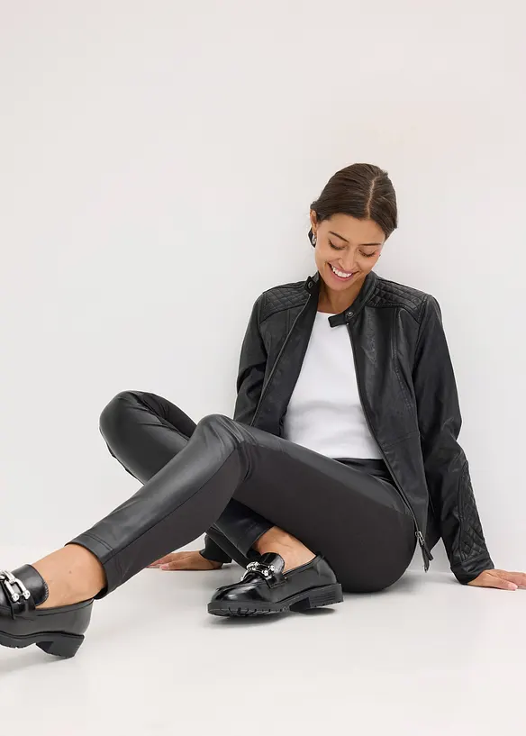 Imitatieleren broek in Punto di Roma mix, bonprix