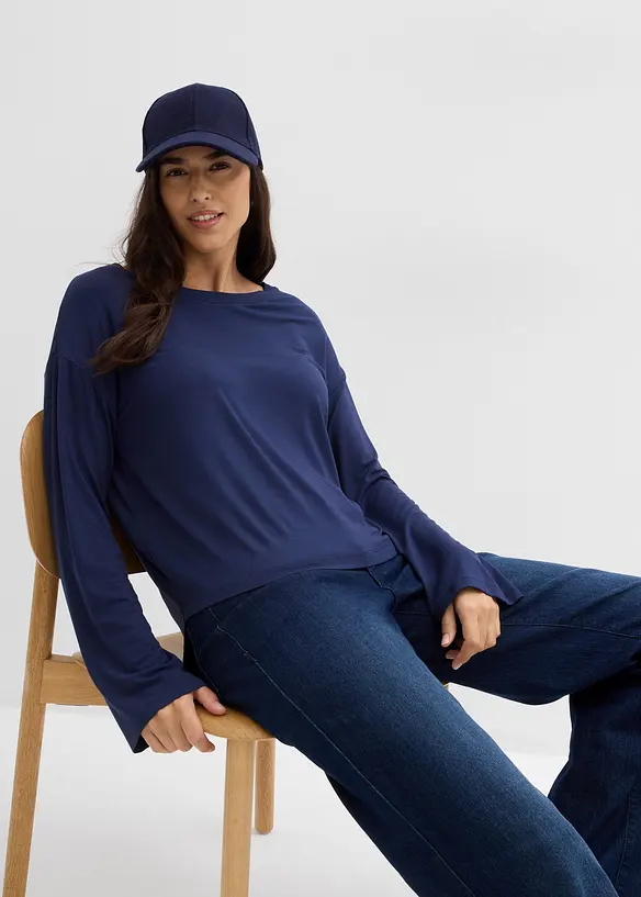 Oversized shirt in een soepele viscose-elastanmix, bonprix