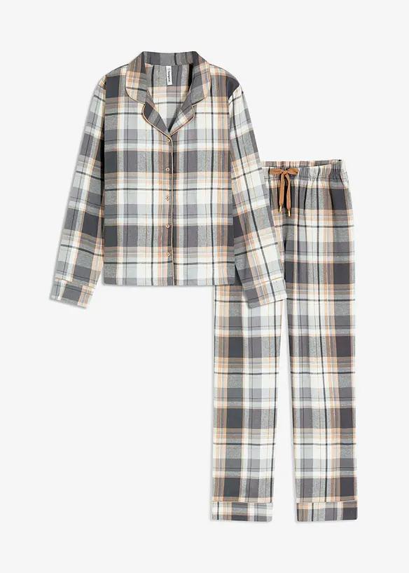 Flenellen pyjama met glittergaren en tasje, bonprix