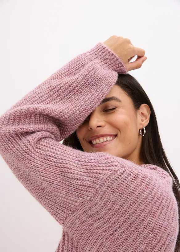 Oversized vest met glanzend garen en wol, bonprix