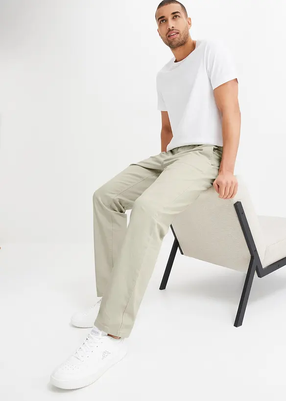Relaxed fit stretch chino met biologisch katoen, straight, bonprix