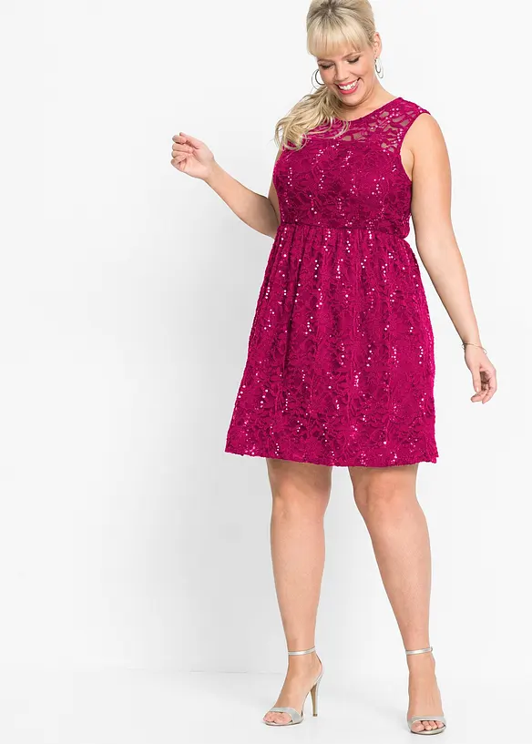 Kanten jurk met geborduurde pailletten, bonprix