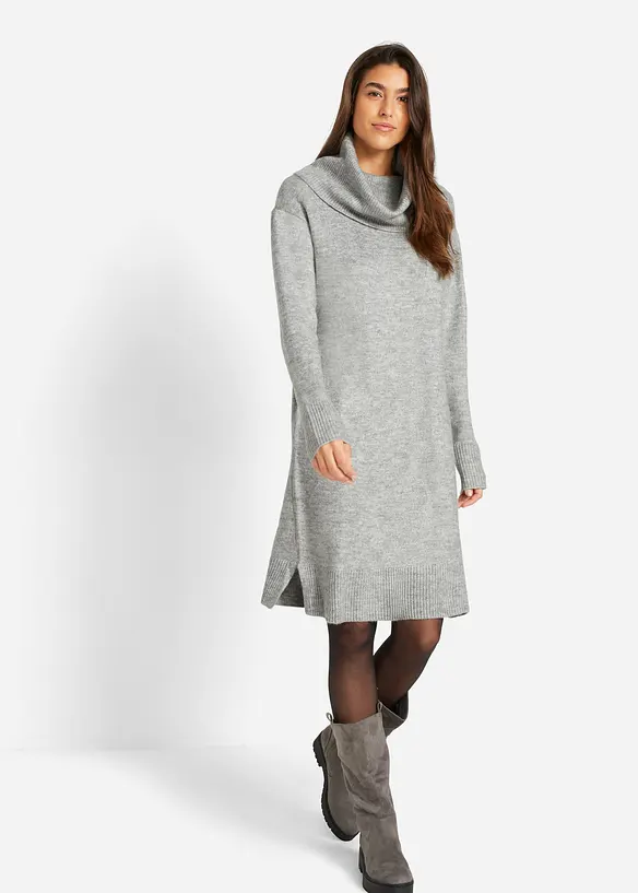 Oversized gebreide jurk met col, bonprix