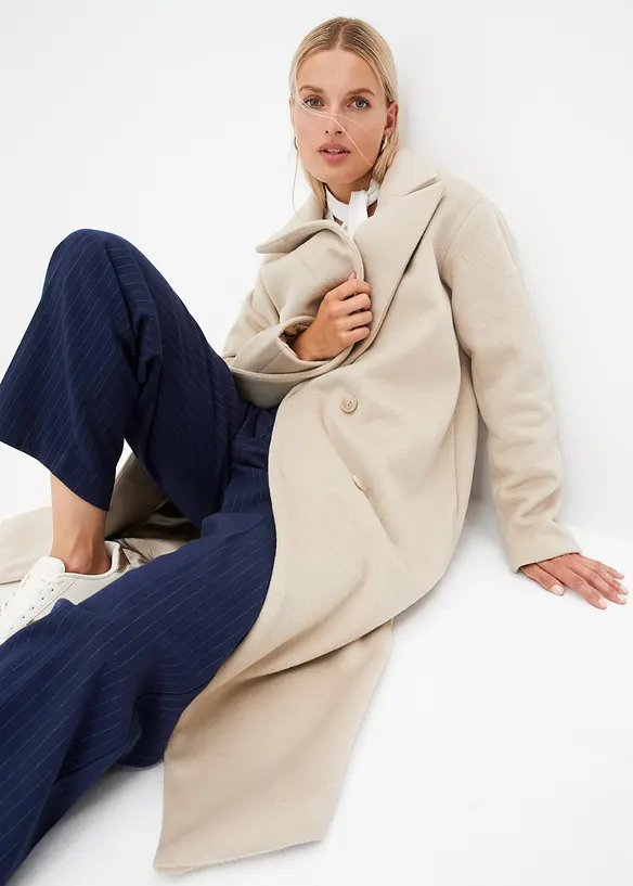 Lange blazerjas in wollen look, bonprix
