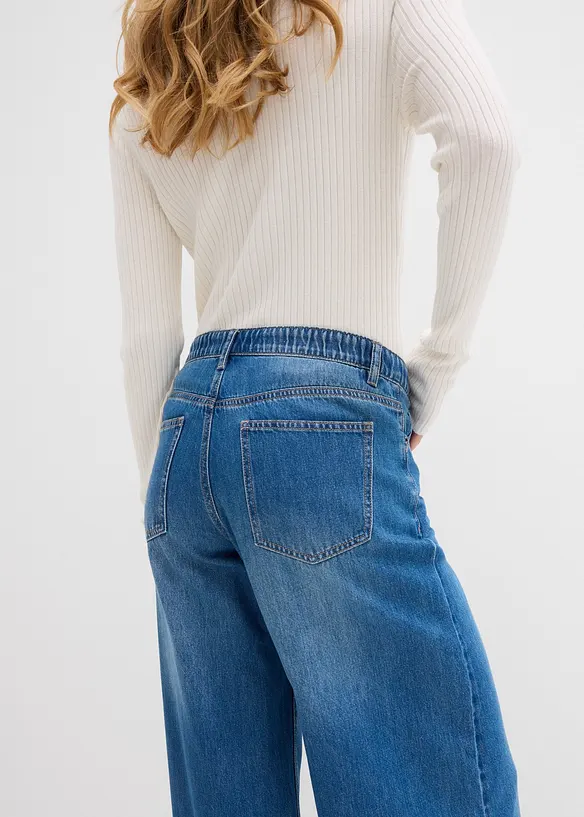Wide leg jeans mid waist, comfort tailleband, bonprix