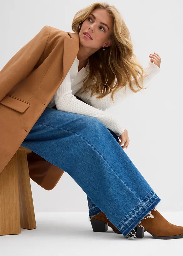 Wide leg jeans mid waist, comfort tailleband, bonprix