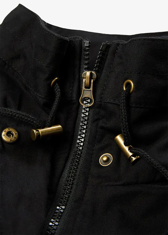 Korte katoenen parka met opstaande kraag, getailleerd, bonprix