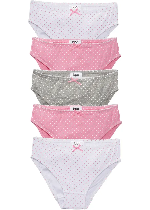 Meisjes slips met satijnen strikje (set van 5), bonprix