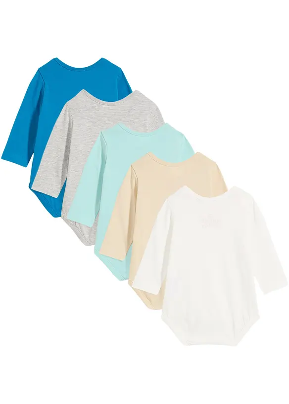 Baby rompertje van biologisch katoen, lange mouw (set van 5), bonprix