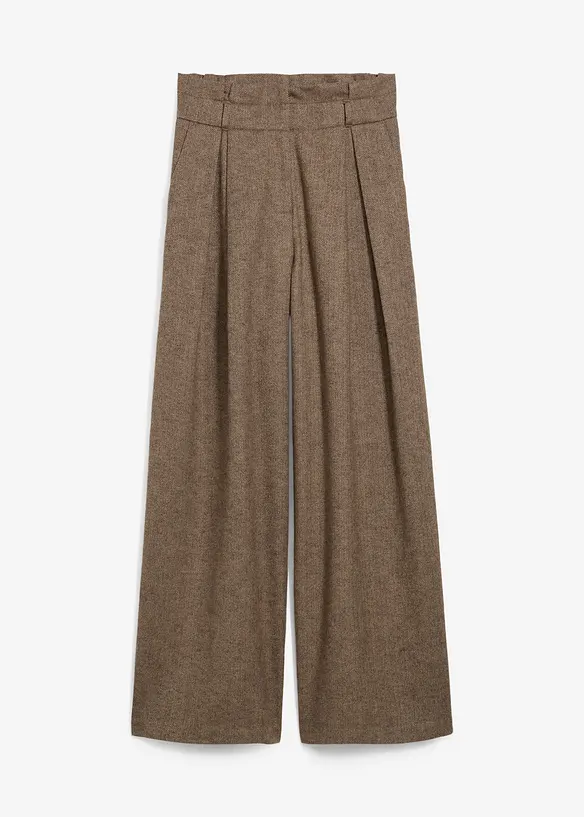 Wijde bandplooibroek met wol, bonprix