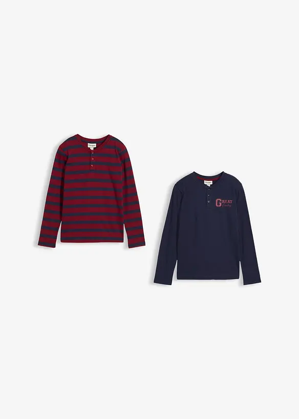 Henley shirt van puur biologisch katoen (set van 2), bonprix