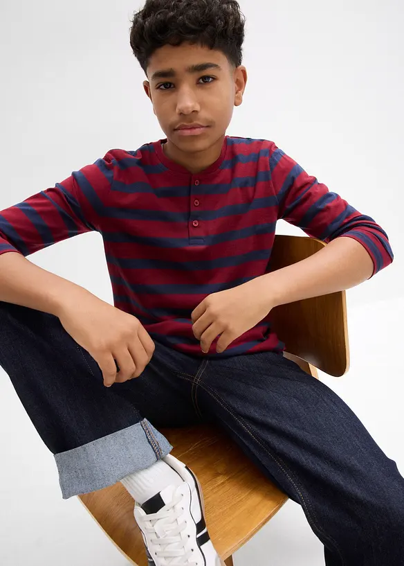 Henley shirt van puur biologisch katoen (set van 2), bonprix