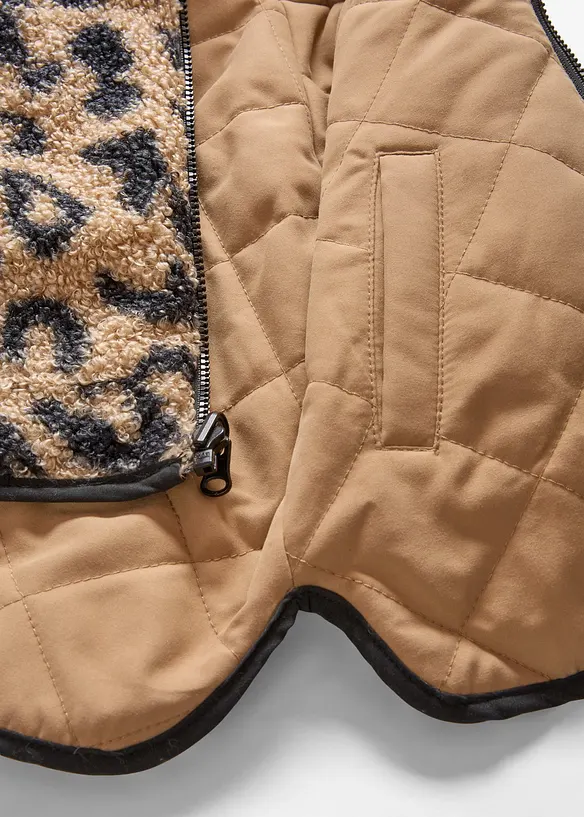 2-in-1 teddy fleece omkeerbaar vest met capuchon en zakken, bonprix