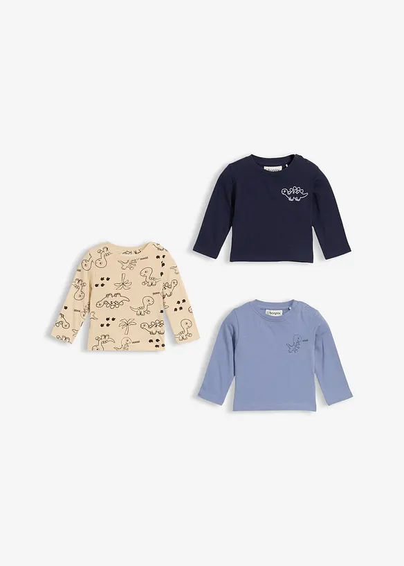 Longsleeve van biologisch katoen (set van 3), bonprix
