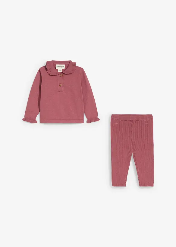 Gebreide trui met volantkraag en legging ( set van 2 stuks), bonprix