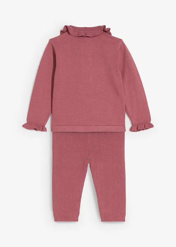 Gebreide trui met volantkraag en legging ( set van 2 stuks), bonprix
