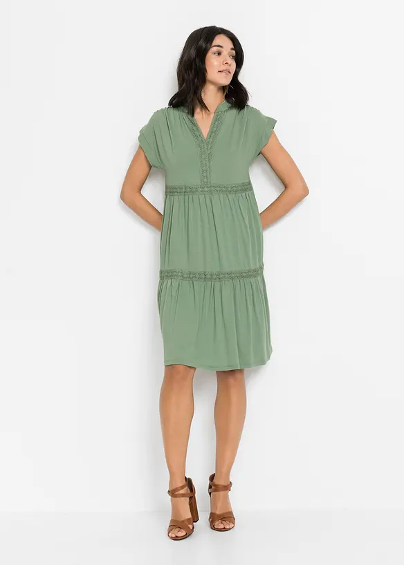 Tuniekjurk met kant van vloeiende viscose, bonprix