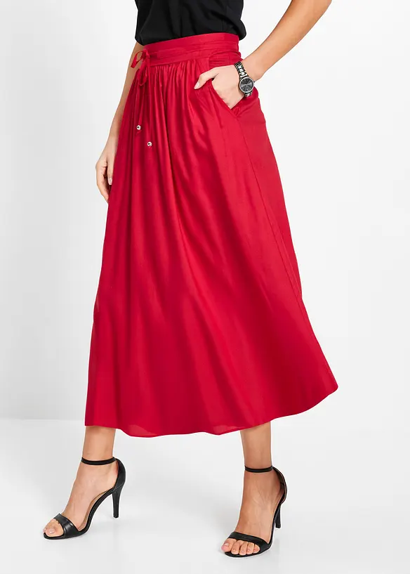 Maxirok van viscose met comfortband en strikkoordjes, bonprix