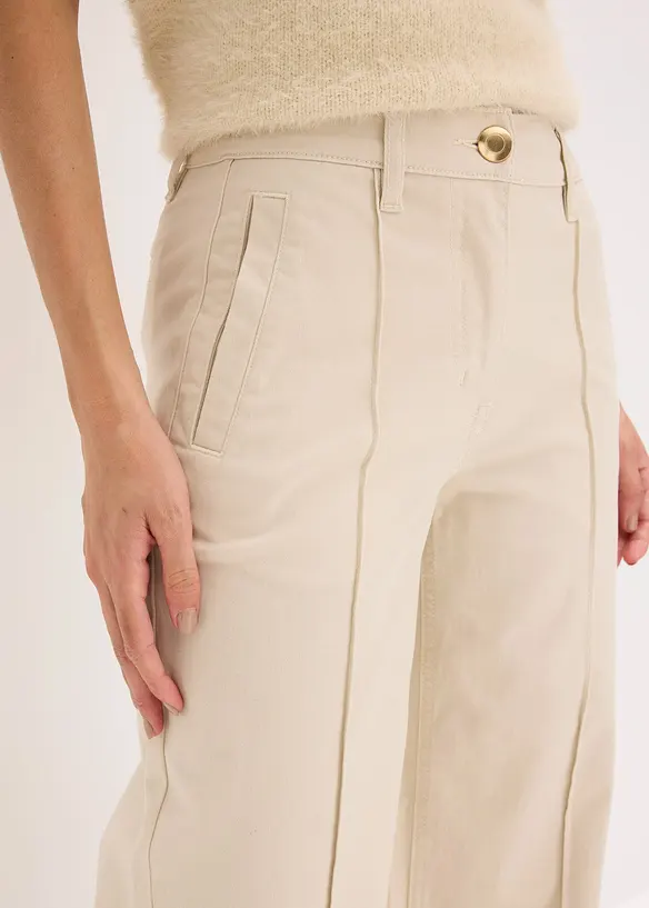 Twill broek met bies en kleine zak, bonprix