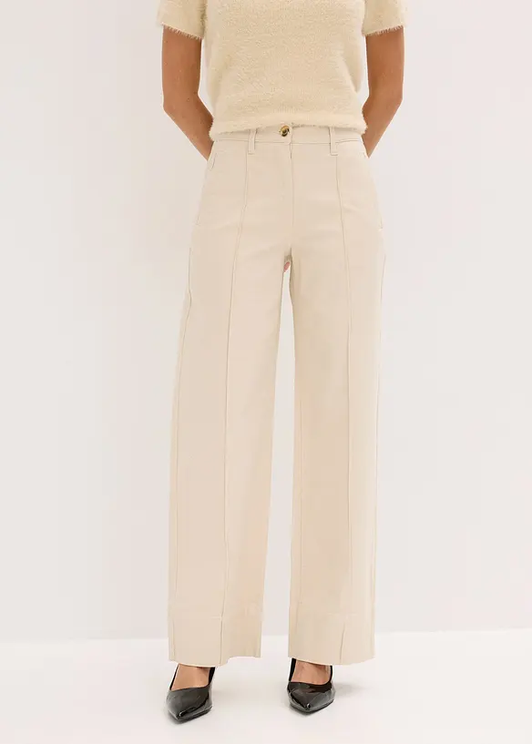 Twill broek met bies en kleine zak, bonprix