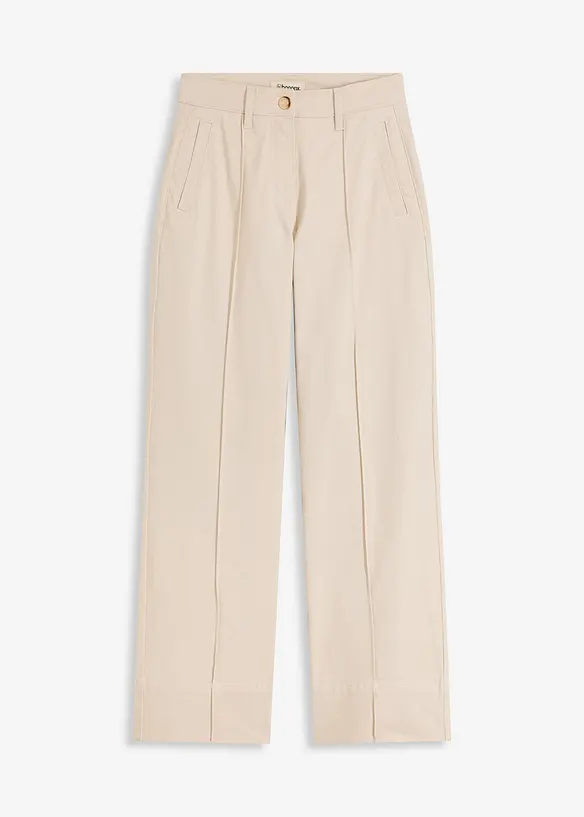 Twill broek met bies en kleine zak, bonprix
