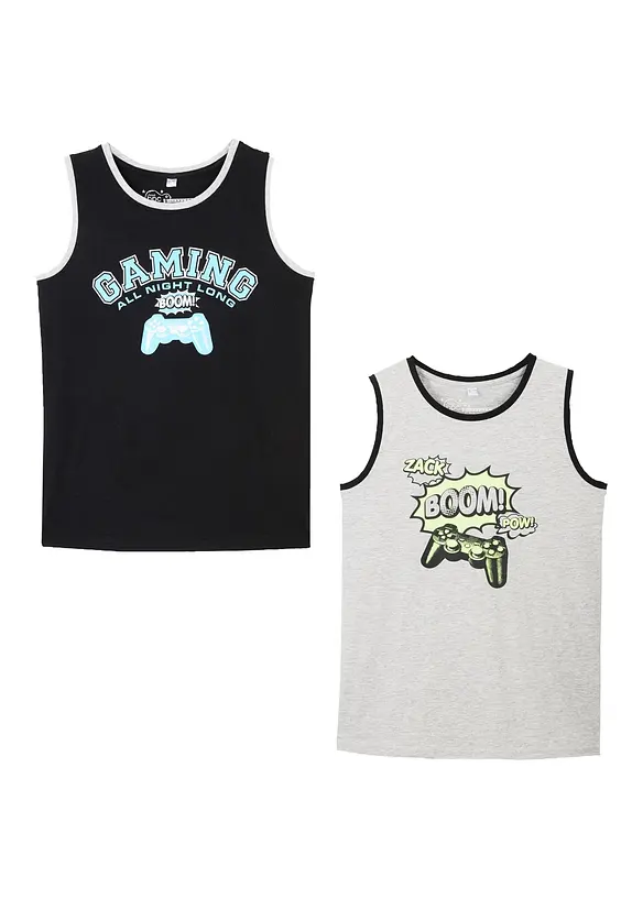 Jongens tanktop (set van 2) biologisch katoen, bonprix