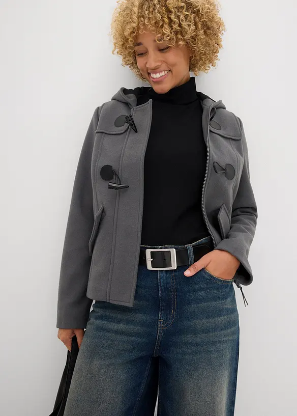 Houtje touwtje jas in wollen look, bonprix