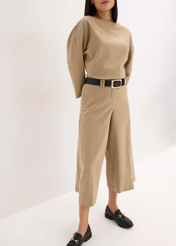 Broek met visgraatpatroon in wollook, bonprix