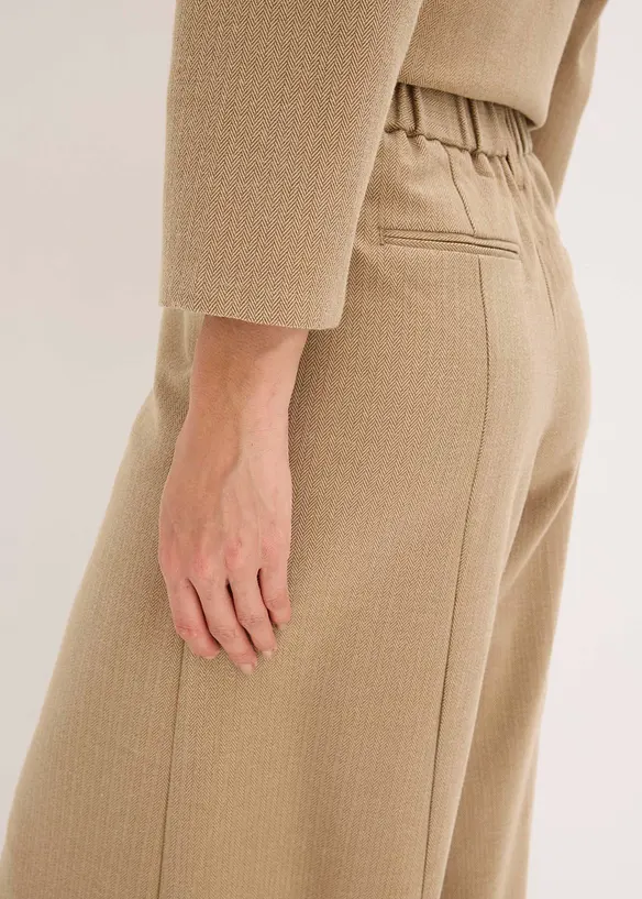 Broek met visgraatpatroon in wollook, bonprix