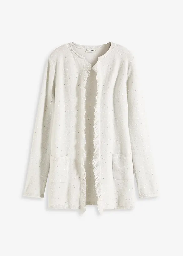 Kort gebreid vest met pailletten en glanzend garen, bonprix