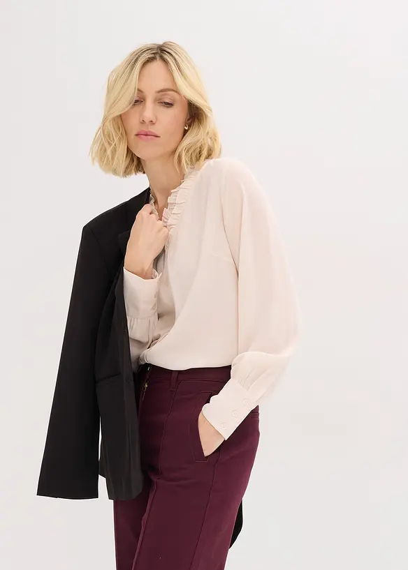 Chiffon blouse met ruches, bonprix