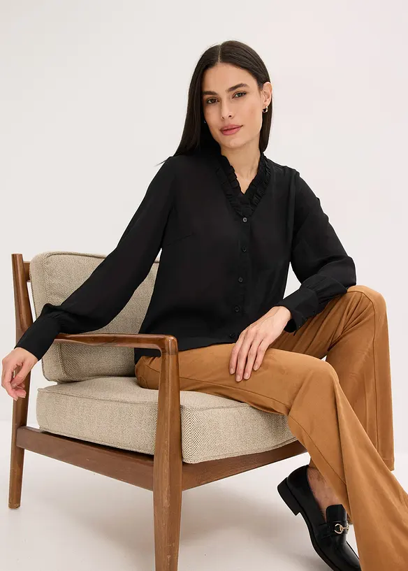 Chiffon blouse met ruches, bonprix