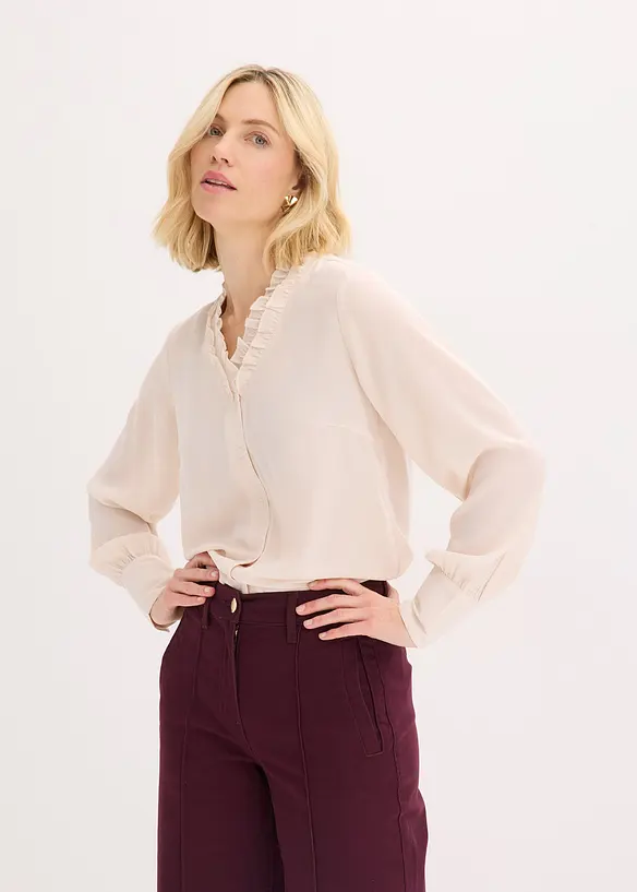 Chiffon blouse met ruches, bonprix