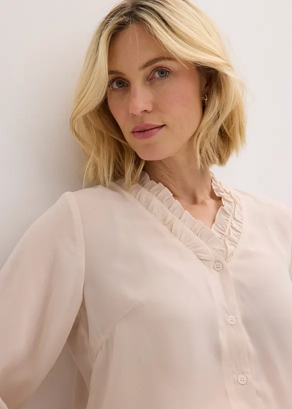 Chiffon blouse met ruches, bonprix