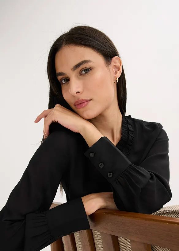 Chiffon blouse met ruches, bonprix