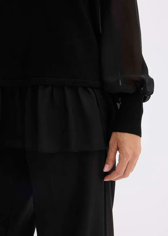 Fijngebreide trui met blouse-inzet, bonprix
