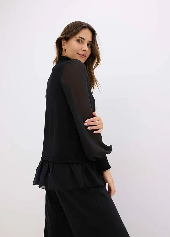 Fijngebreide trui met blouse-inzet, bonprix