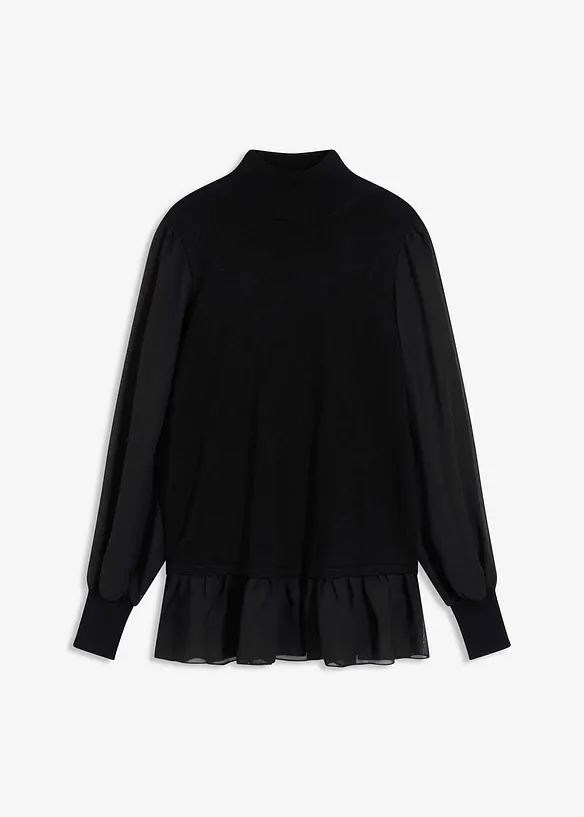 Fijngebreide trui met blouse-inzet, bonprix