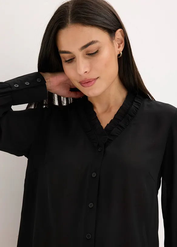 Chiffon blouse met ruches, bonprix