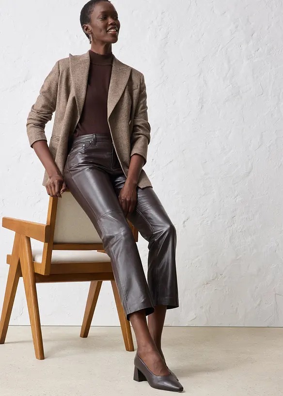 Leren broek van lamsnappa, bonprix