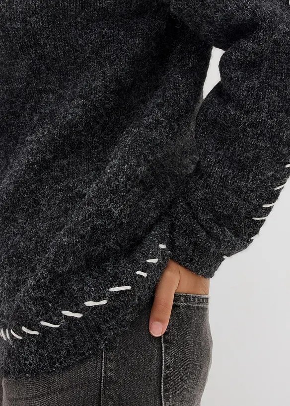 Lange trui van fluffy garen, bonprix