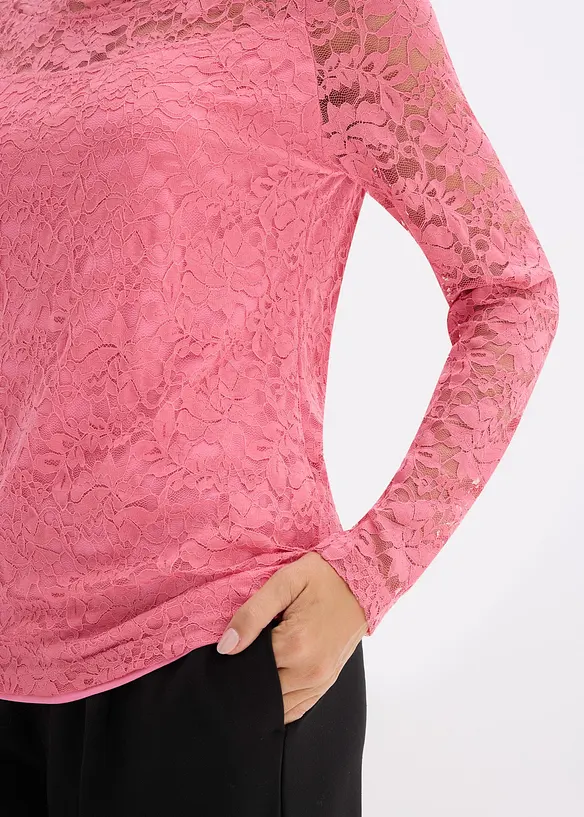 Kanten shirt met lange mouwen, bonprix