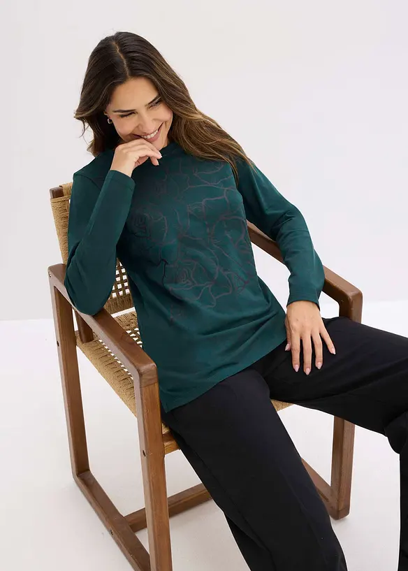 Longsleeve met rozenprint, bonprix