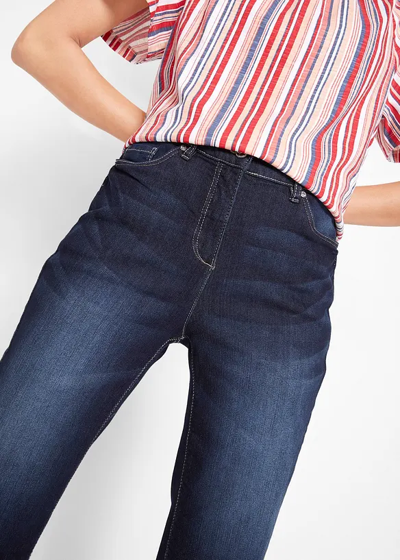 Stretch jeans bermuda met omslag, bonprix