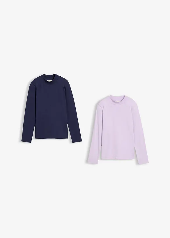 Longshirts met col (set van 2), bonprix